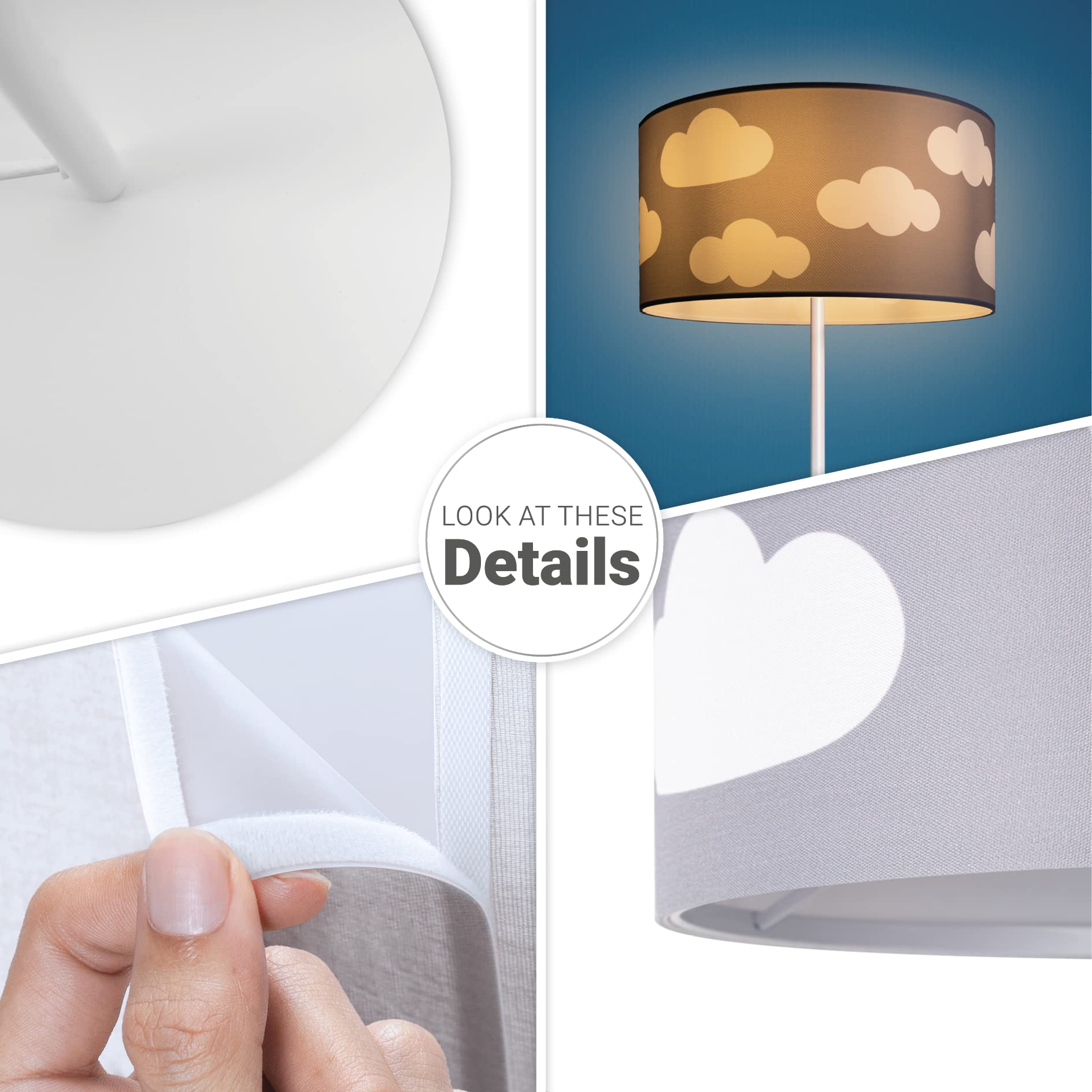 Paco Home Luminaria Pie Niños Lectura Habitación Infantil Lámpara Pantalla Tela Redonda Estrellas Luna Bebé E27
