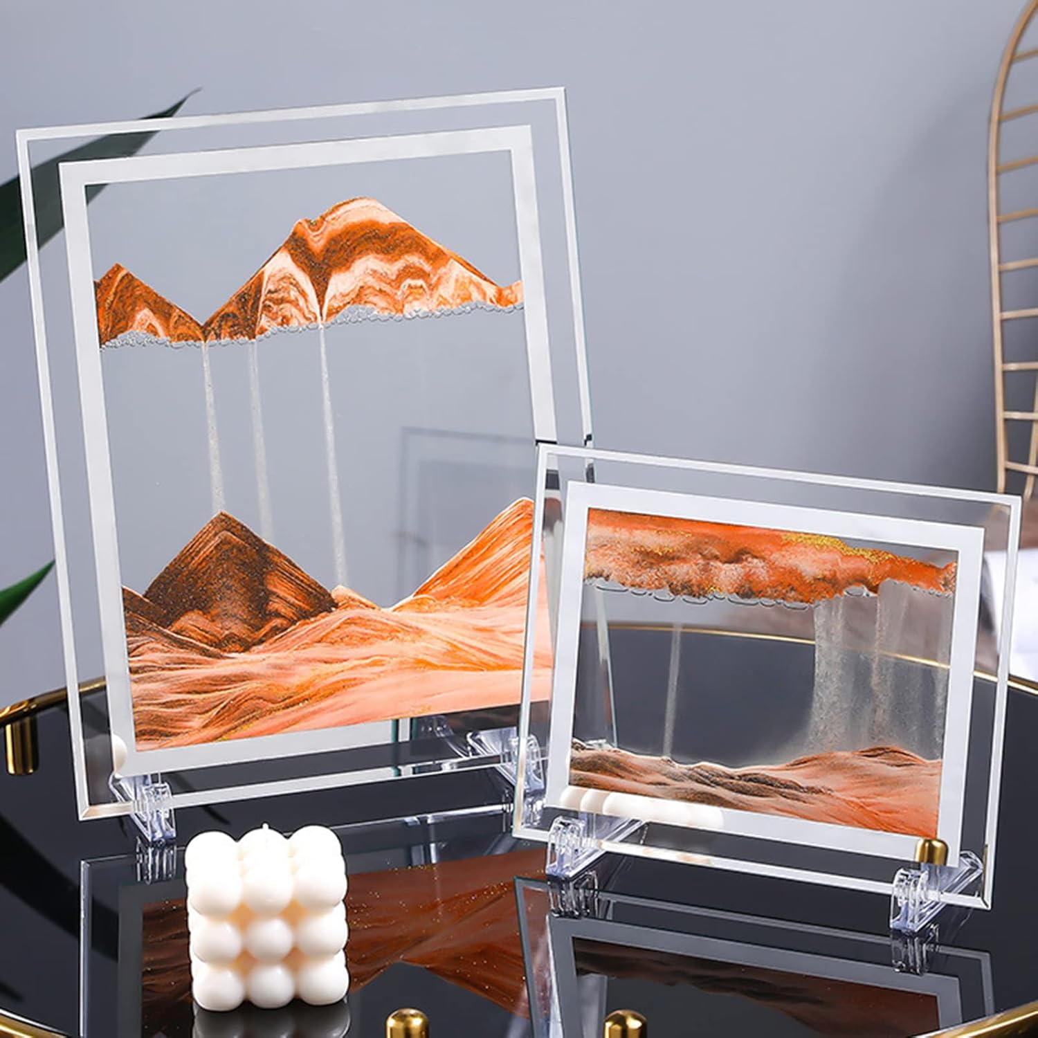 VermiS Flowing Sand Painting,Square Glass Frame, 3D Quicksand Painting Decoration, Sandscapes in Motion, Dynamic Sand Art Liquid Motion, Relaxing and Decompression Toy (Color:D) (Color : D)