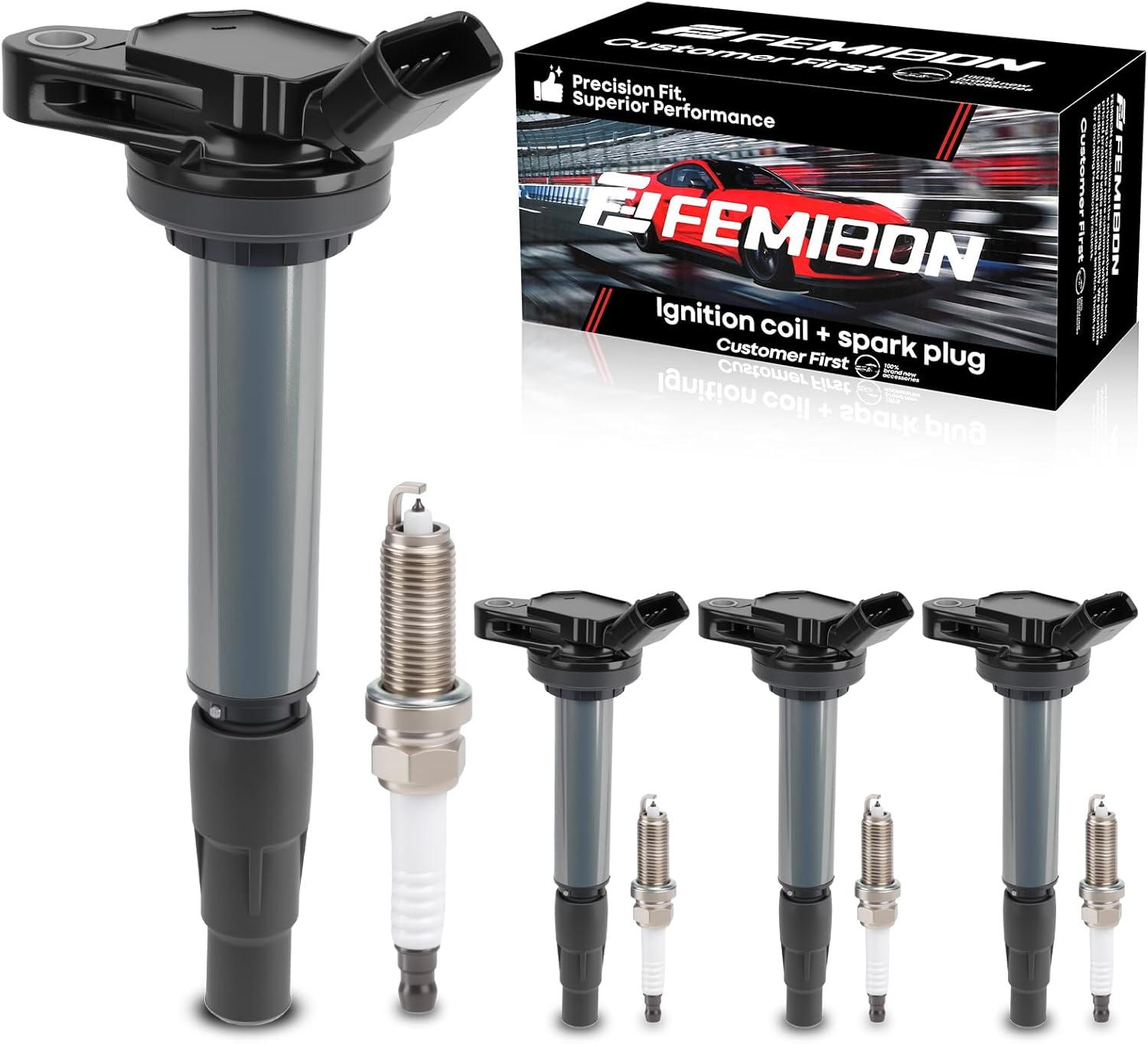 Ignition Coil Pack UF596 & Iridium Spark Plug for 2009 2010 2011 Toyota Corolla Matrix Prius 2012 2013 2014 2015 2017 Lexus Scion IM XD Pontiac Vibe 1.8L L4#OE UF619 90919-02258(4 PCS)