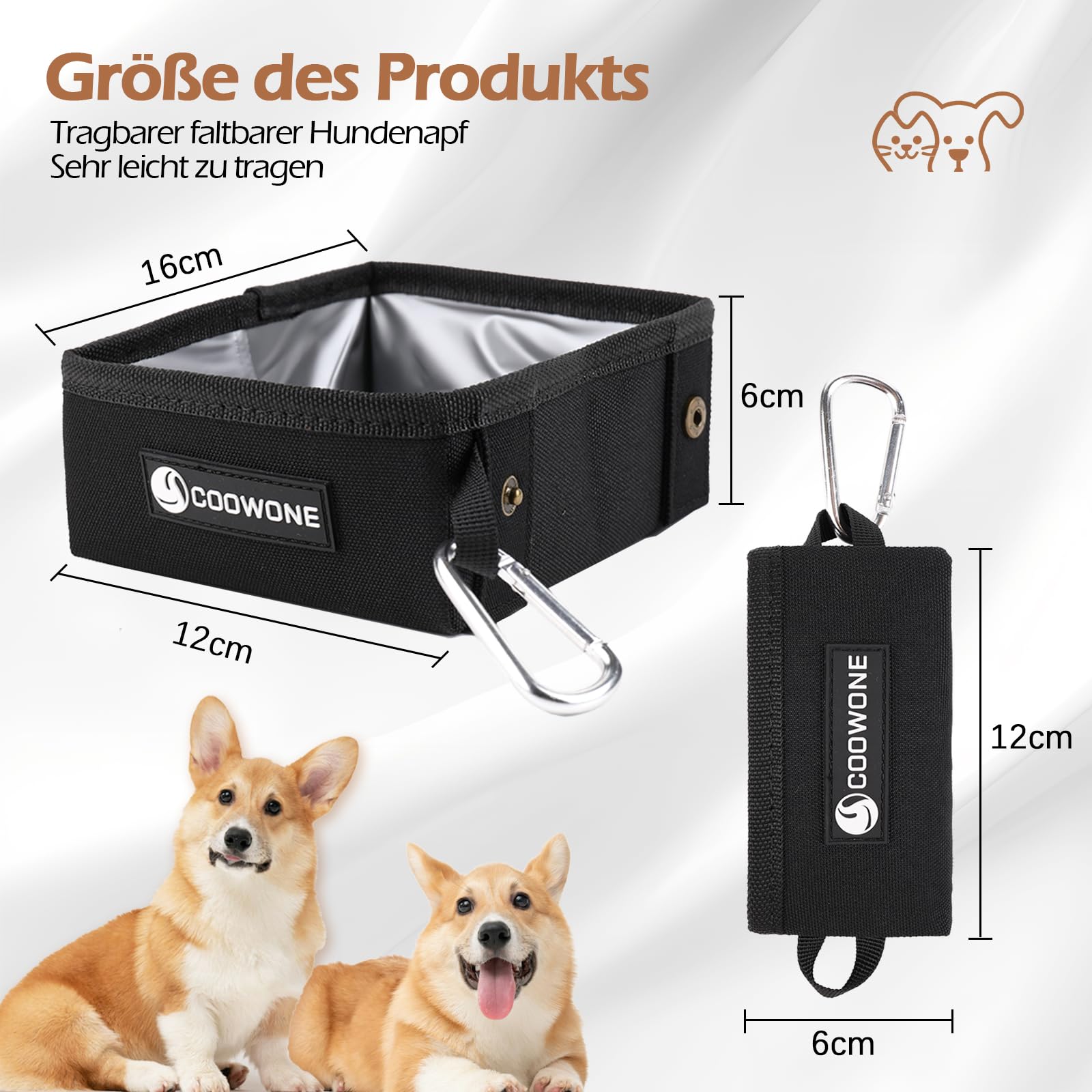 2 Comederos Plegables Portátiles Para Perros - A Prueba De Fugas - Capacidad 10 Tazas/80oz - Mosquetón Incluido (Verde)