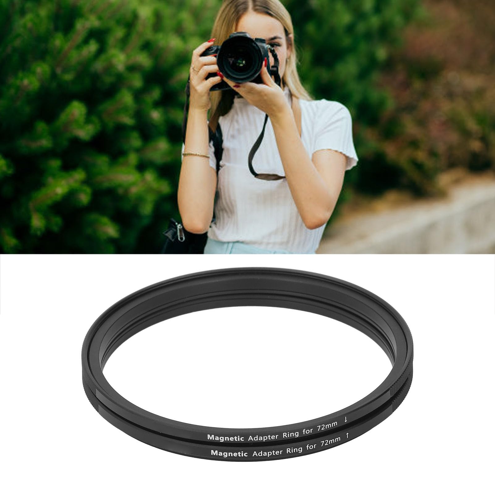 Anillo Adaptador de Filtro Magnético de 72 Mm, Adaptador de Anillo de Filtro de Lente de Aleación de Aluminio para Cámara, con Proceso de Moldeado CNC, Resistente a la Erosión y