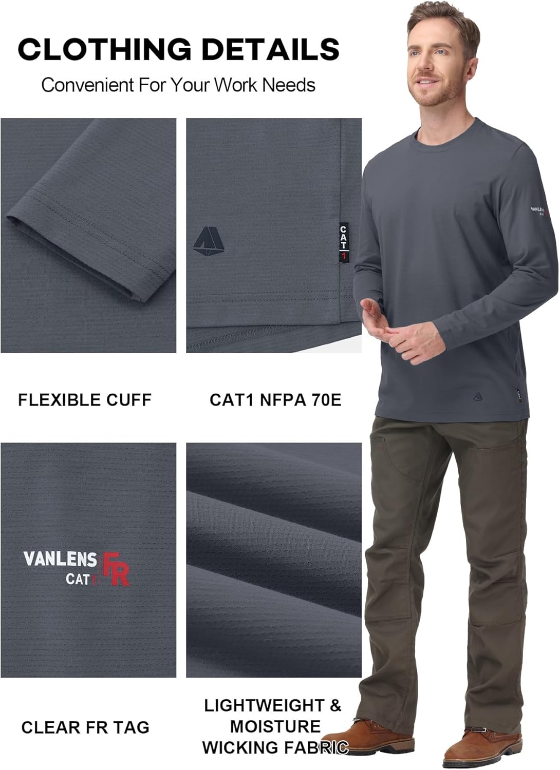 FR Shirts Flame Resistant Shirt 5.5OZ Modacrylic Permanently Flame-Retardant FR Baselayer for Men Light Weight CAT1 - Image 5