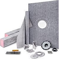 Vista 7 de VEVOR Kit de Bordillo para Ducha, 38"x60" Revestimiento de Bordillo para Ducha Impermeable con Brida de Unión Desplazada de ABS de 4", Rejilla