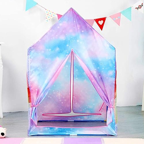 Vista 4 de POCO DIVO Unicorn Paradise Princess Castle, tienda de campaña para dormitorio de Pegaso para niñas, casa de campamento de simulación