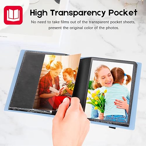 Miniatura 8 de Paquete de 2 álbumes de fotos de 5 x 7 con capacidad para 64 fotos, páginas interiores negras con banda elástica fuerte, álbum de fotos pequeño de 5