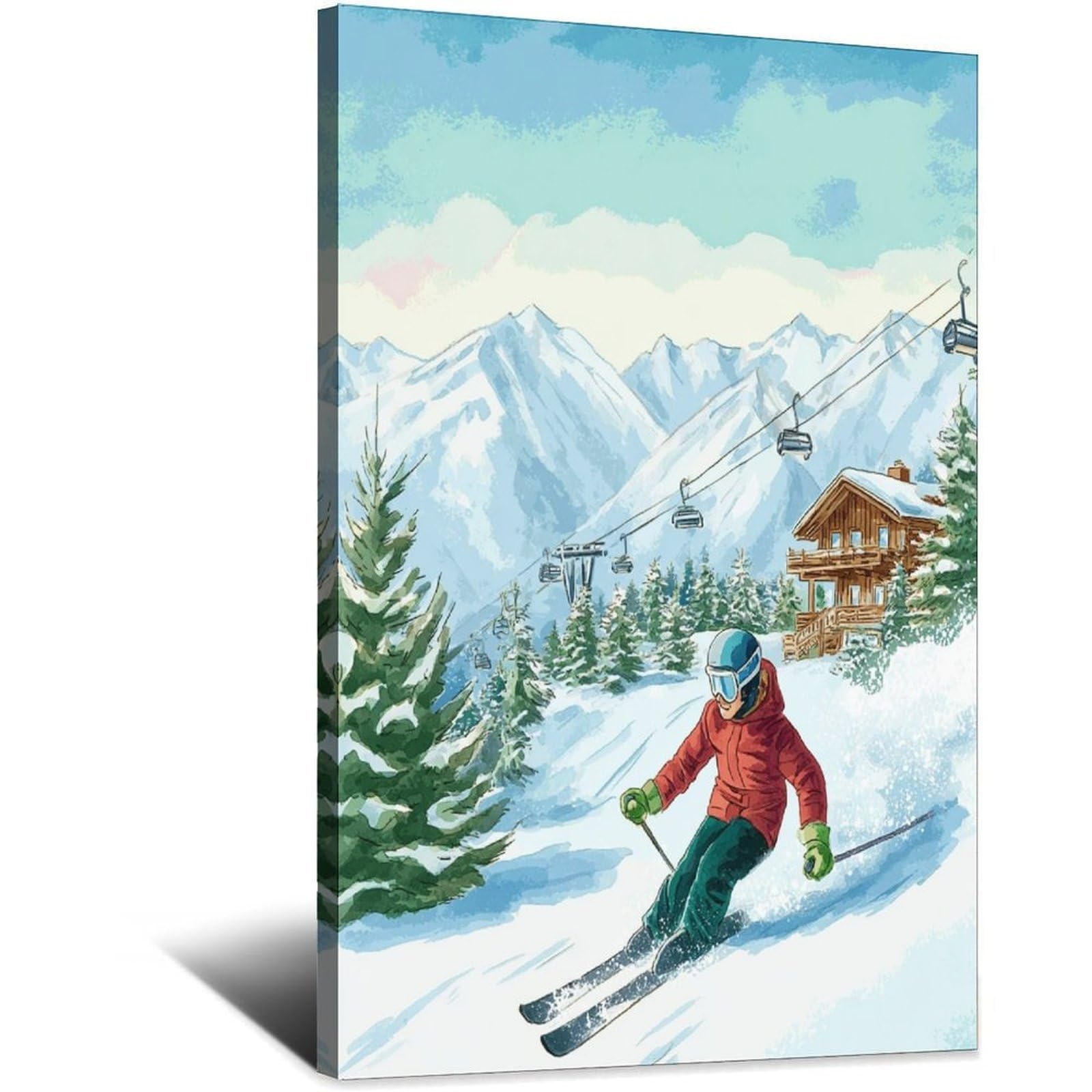 CFXNGA Courchevel France Ski Posters 24x36inch(60x90cm) Vintage Watercolor Canvas Art
