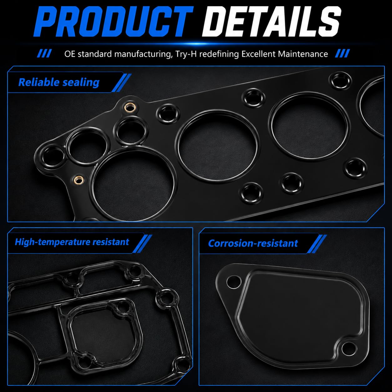 Engine Intake Manifold Gasket Set Compatible with Honda Pilot 2005-2008 Acura MDX 2003-2006 Fuel Injection Plenum Gasket Kit Replacement MS 96410-1, Black