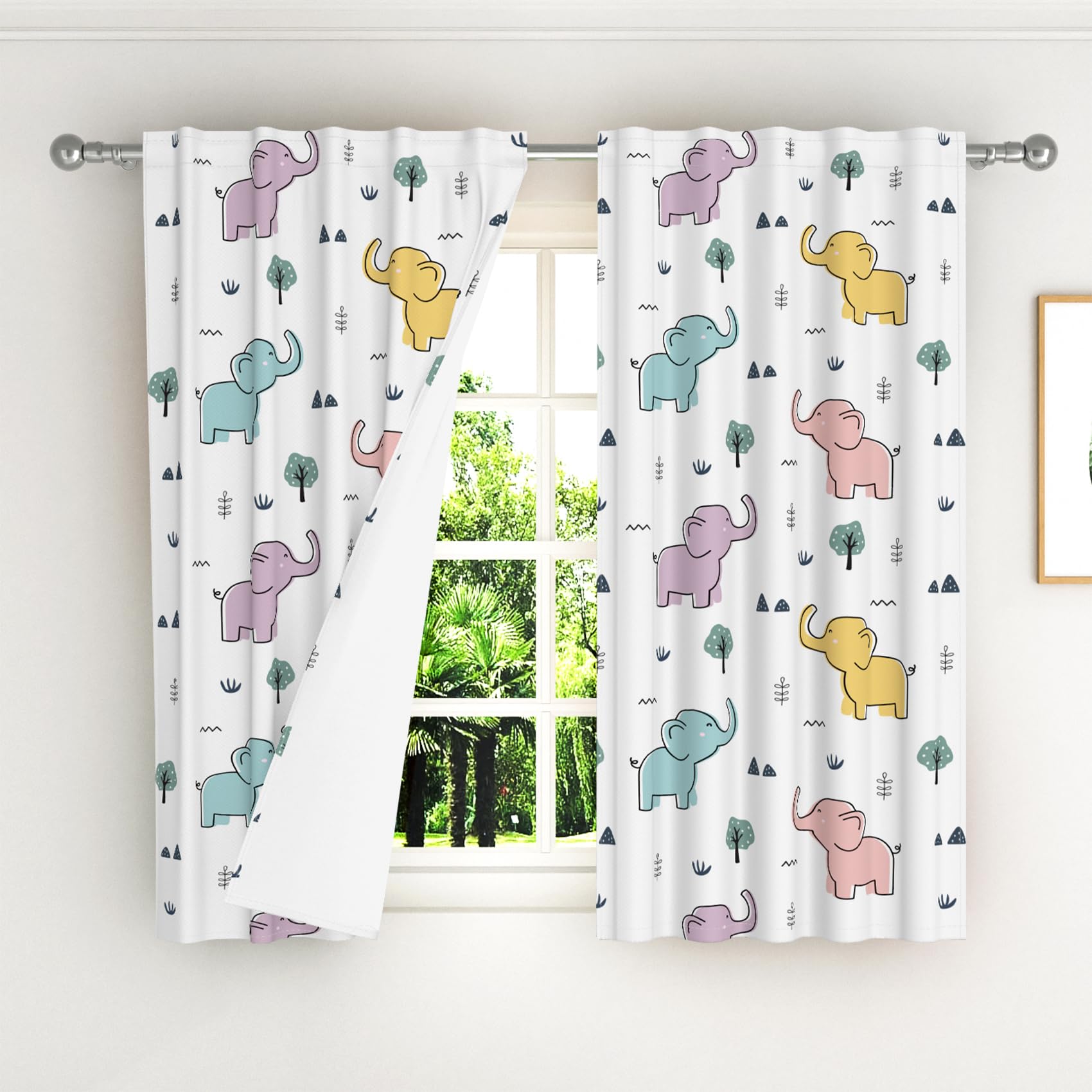 Animali primaverili, tende per finestre, tende per cameretta dei bambini, cotone, tende lucide o oscuranti, tende per camerette per bambini, tende per finestre 57 di larghezza - C350 - Italia