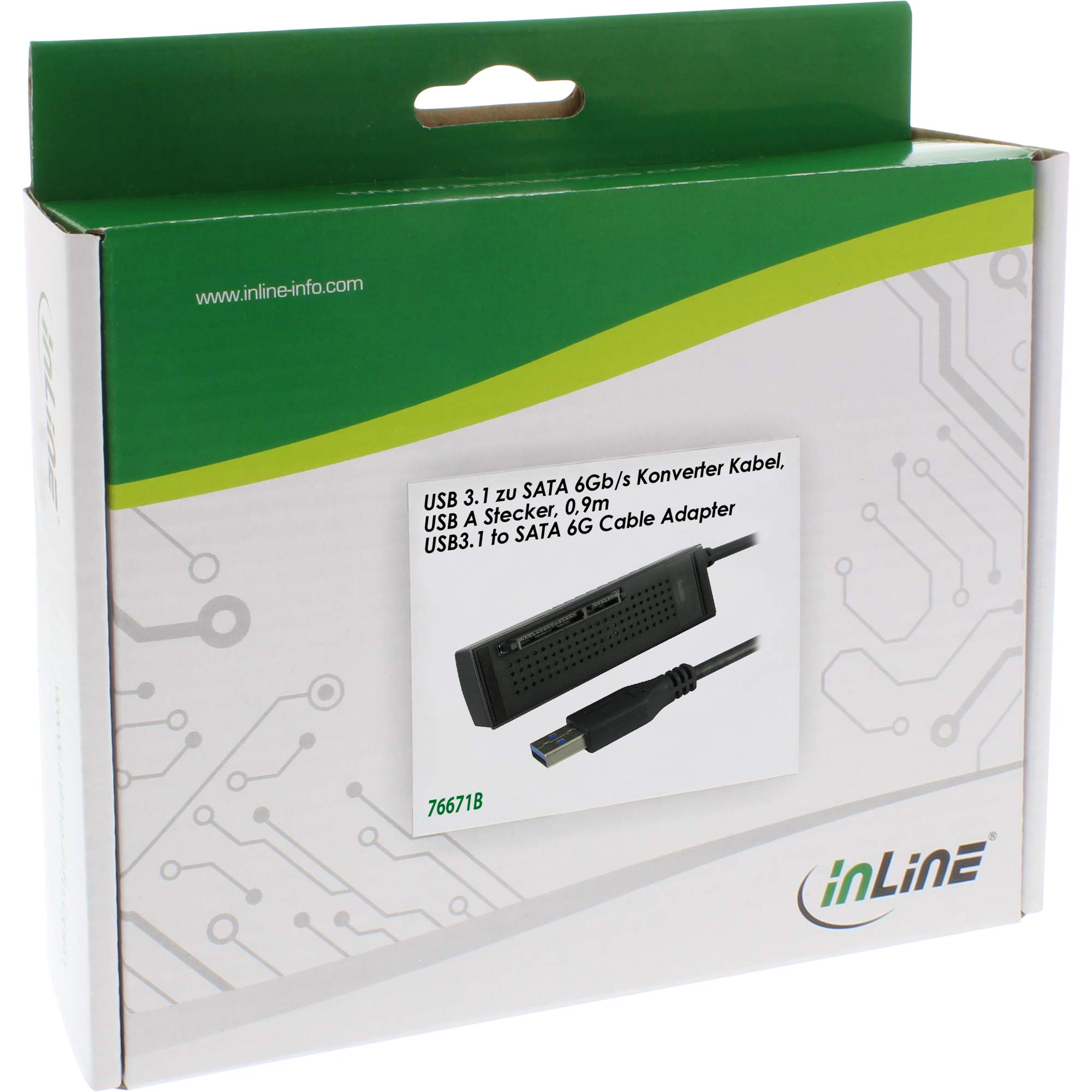 InLine 76671B USB 3.1 na SATA 6 Gb/s konwerter kabel, wtyczka USB A, 0,9 m