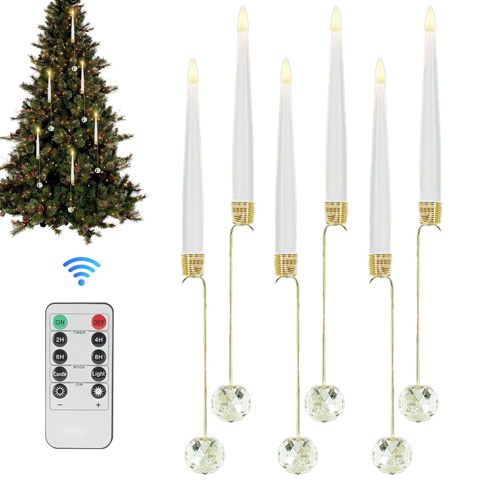 Bougies LED à piles sans risque de feu avec télécommande et crochets pour suspension - 8