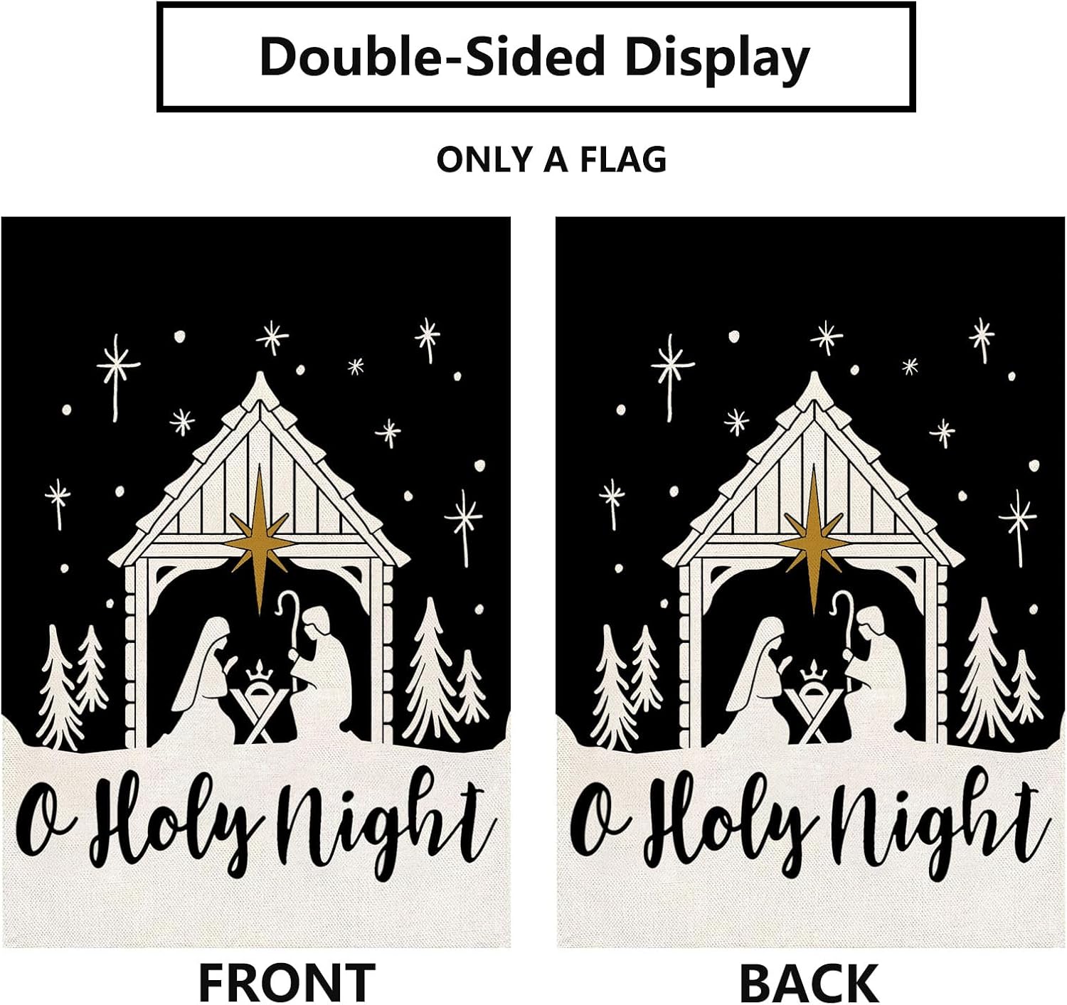 Christmas Nativity Christ O Holy Garden Flag Burlap 12 x 18 Inch Vertical Double Sided Xmas Winter Religious Decorations Yard Outdoor Decor - Image 2