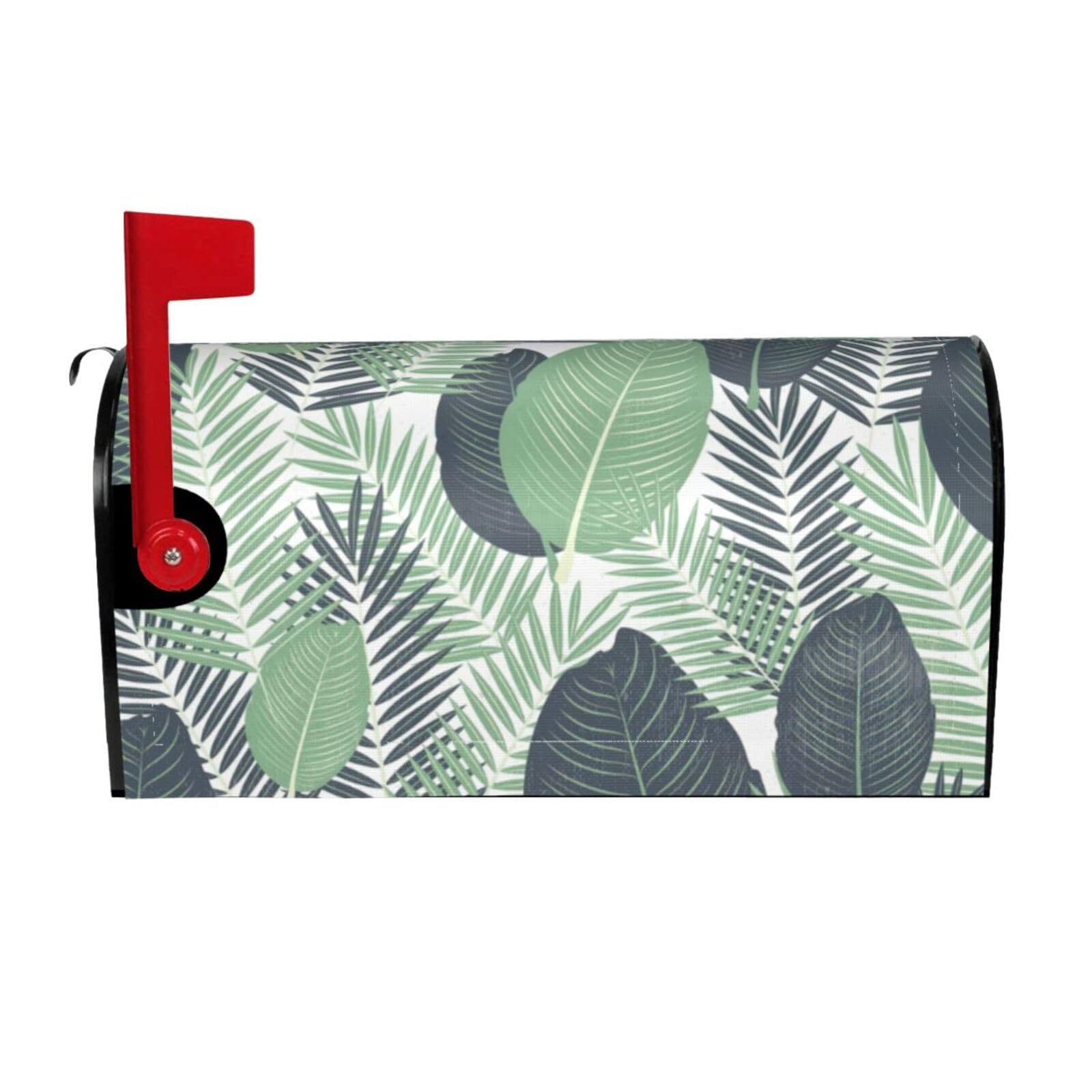 Green Tropical Leaves Print Mailbox Cover Wraps Post Letter Box Cover Decor For Outside Garden Yard Farmhouse Home