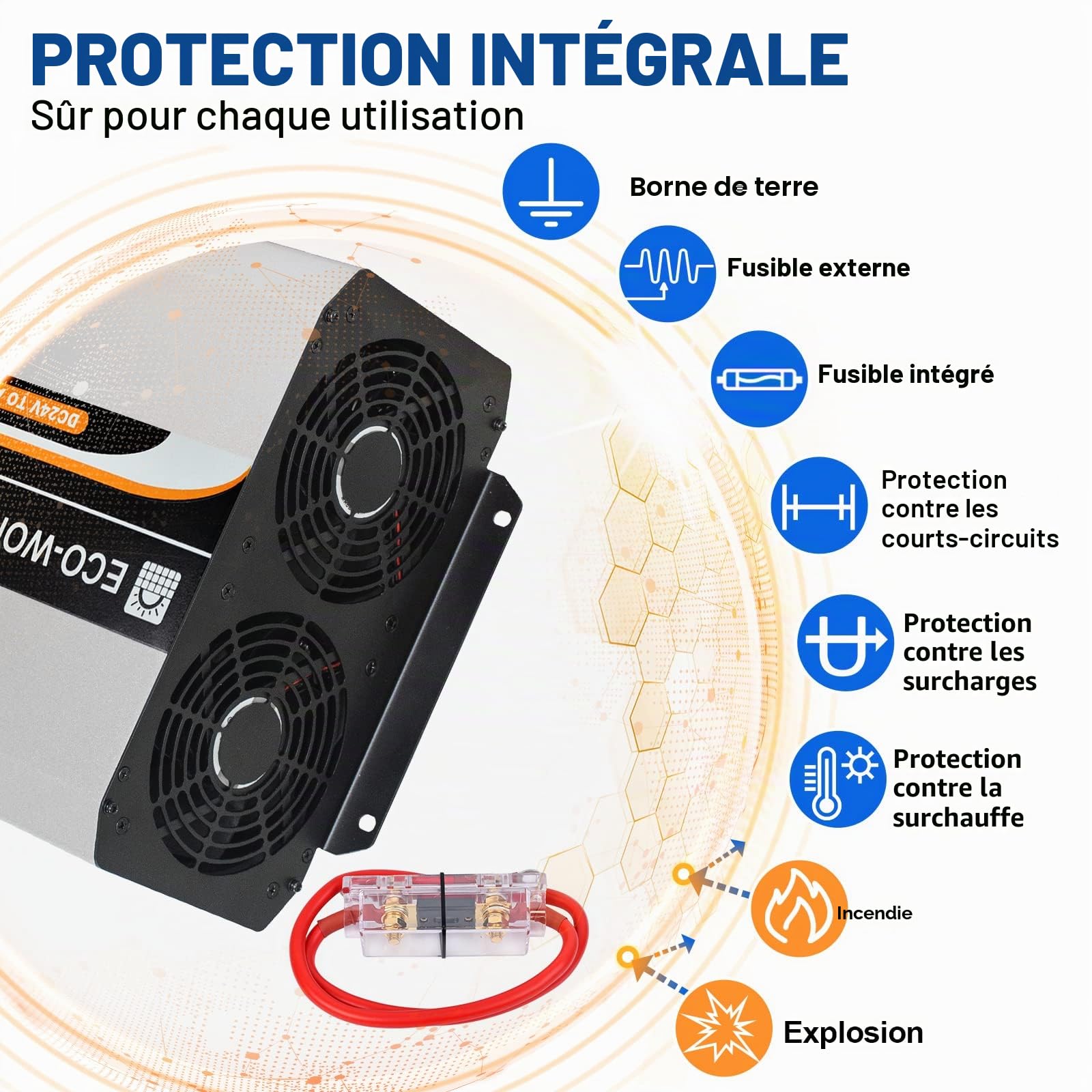 ECO-WORTHY 3000W 24V Solar Inverseur Onduleur hors réseau Protection contre les surtensions de 6 kw pour Système Solaire, rv, maison