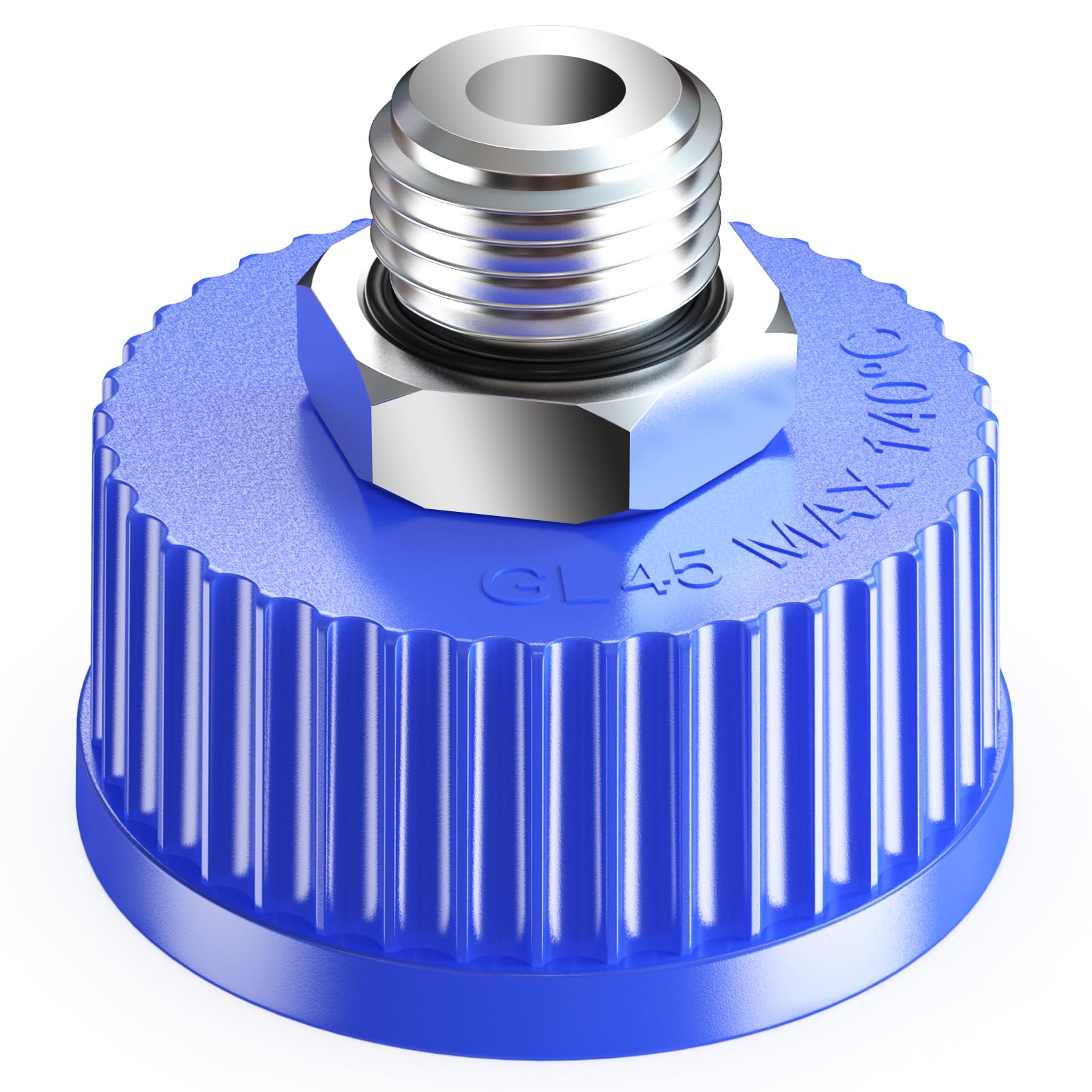 GL45 Liquid Media Cap with Stainless Steel Threads for Industrial Laboratory Liquid Extraction, 1pcs (1/2