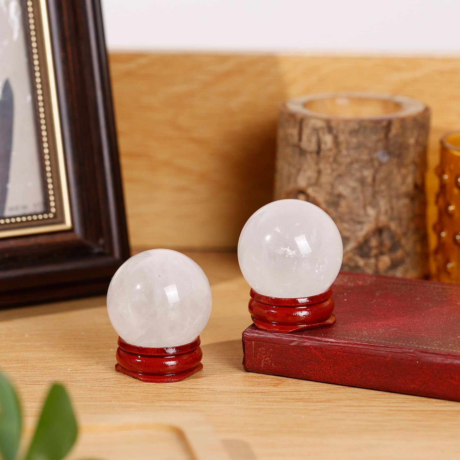 Nupuyai Natural Rock Crystal Ball with Wooden Stand - Image 4