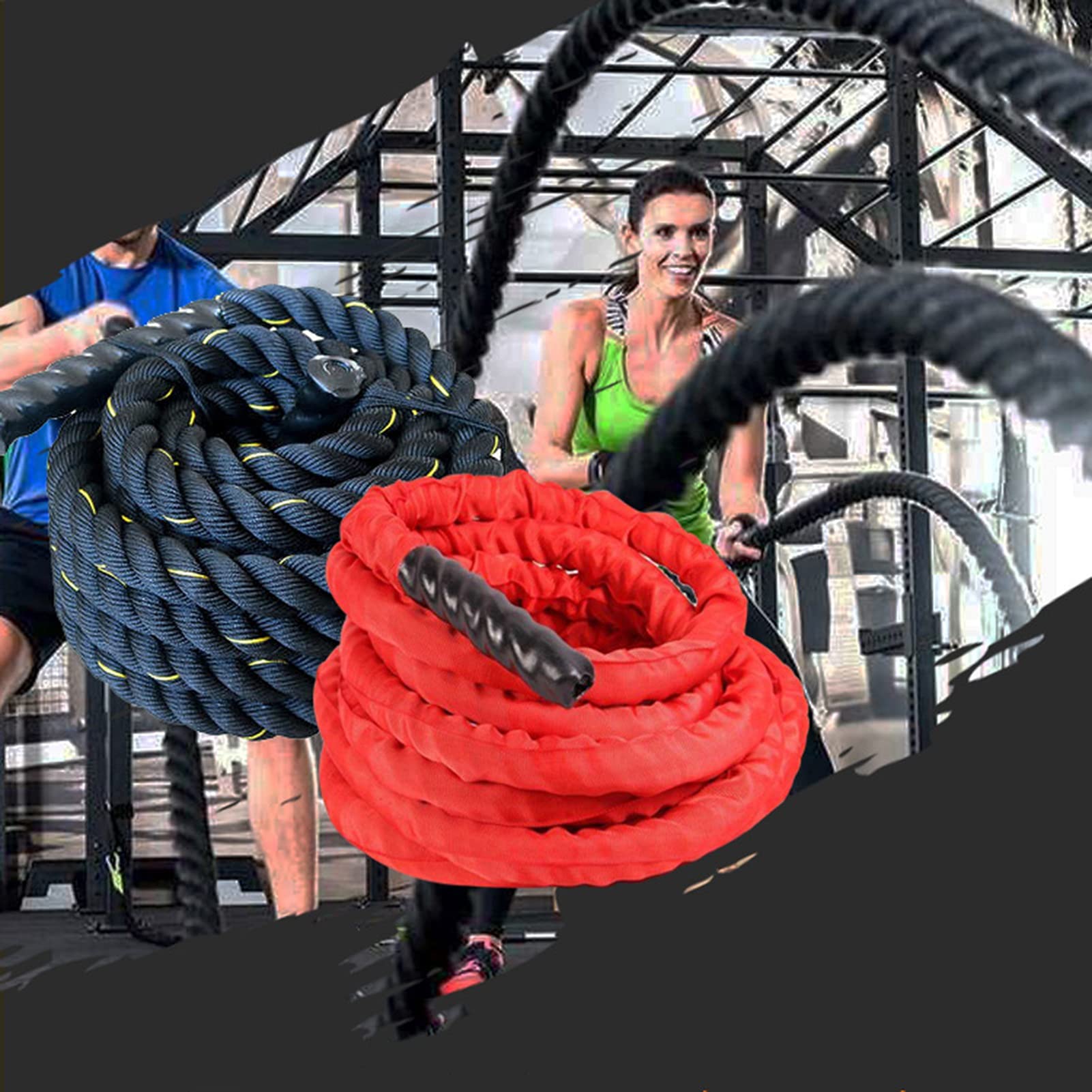 Poly Dacron Battle Rope, Krafttrainingsseil mit Schutzhülle, Kämpfende Fitnessseile für Arme, Ganzkörper-Trainingsgeräte (Size : 15m)