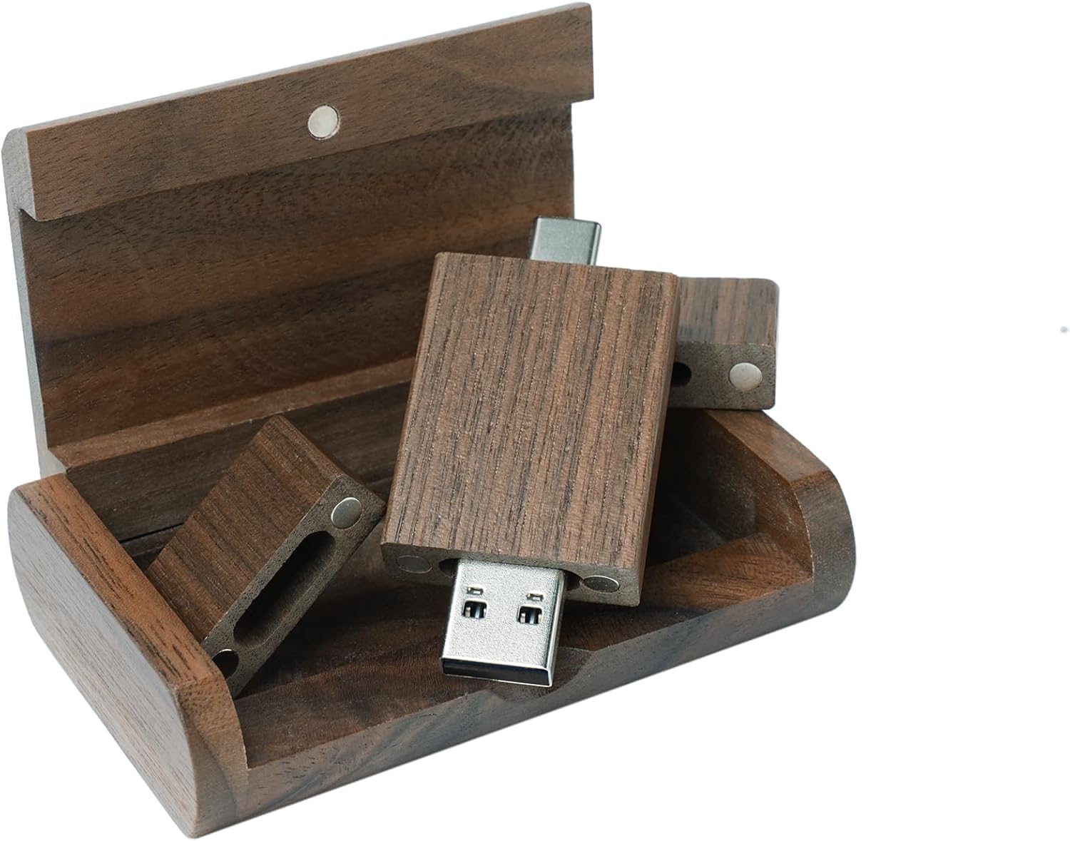 Rectangle Madera de nogal USB C