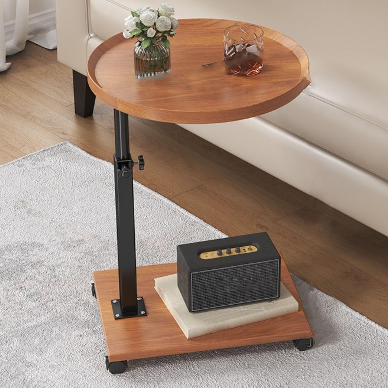 Amazon｜高さ調節可能なカウチサイドテーブル、360度回転トレイ