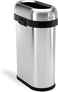 simplehuman 50 Liter / 13.2 Gallon Slim Open Top Trash Can Commercial Grade, Heavy Gauge Brushed Stainless Steel - coolthings.us