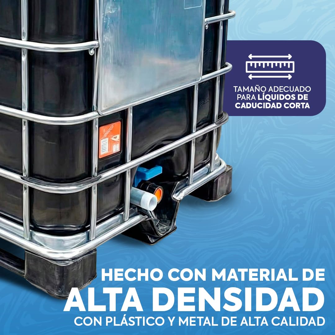 Contenedor depósito de 1000 litros IBC-GRG negro con palet de plástico