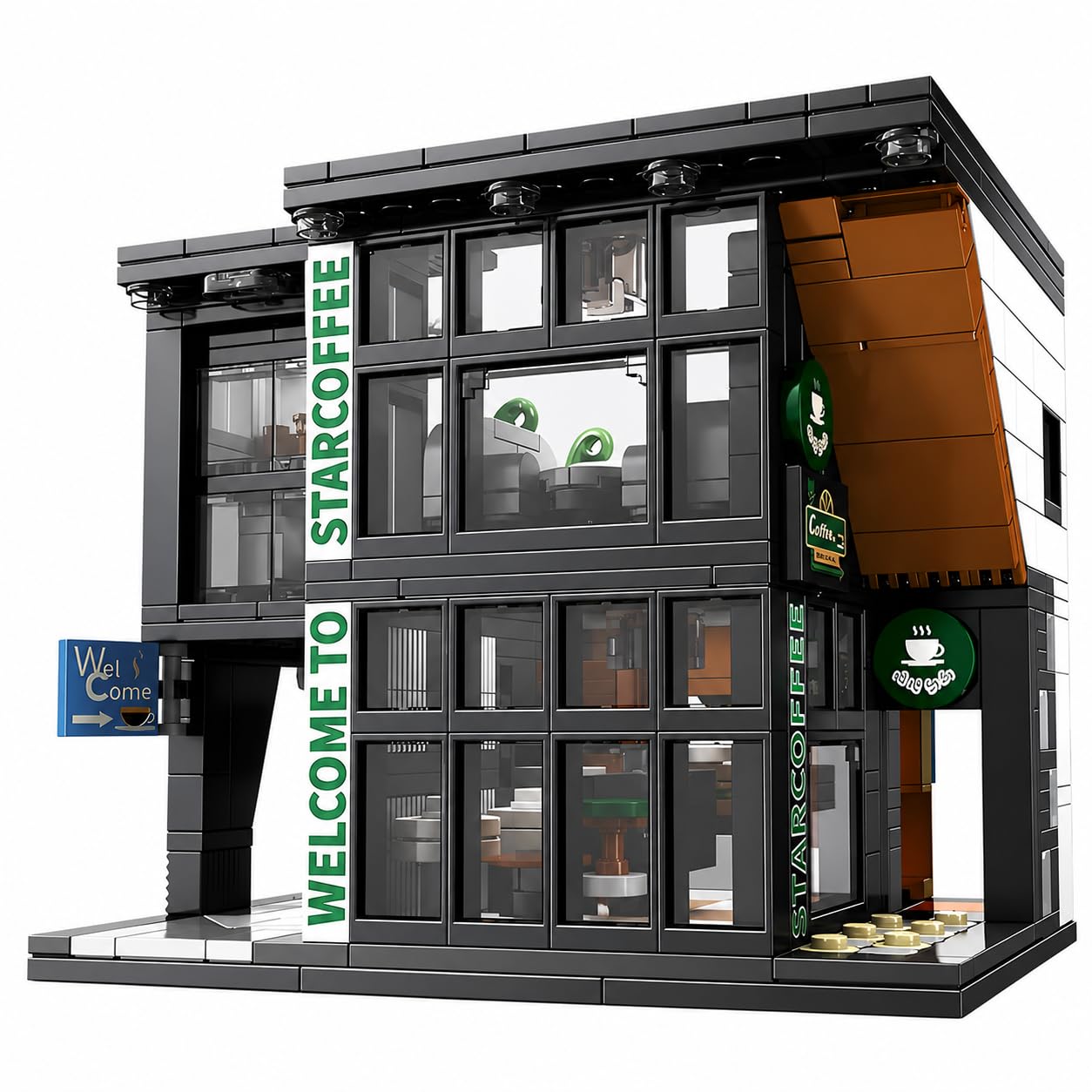 SKY LINE OCEAN Coffee Shop Building Block Set, 581+ PCS City Street View Architecture Model Toy, Creative Construction Kit, Birthday Gift for Kids, Teens & Adults Ages 6+ | 5 Year Structural Warranty-image-24