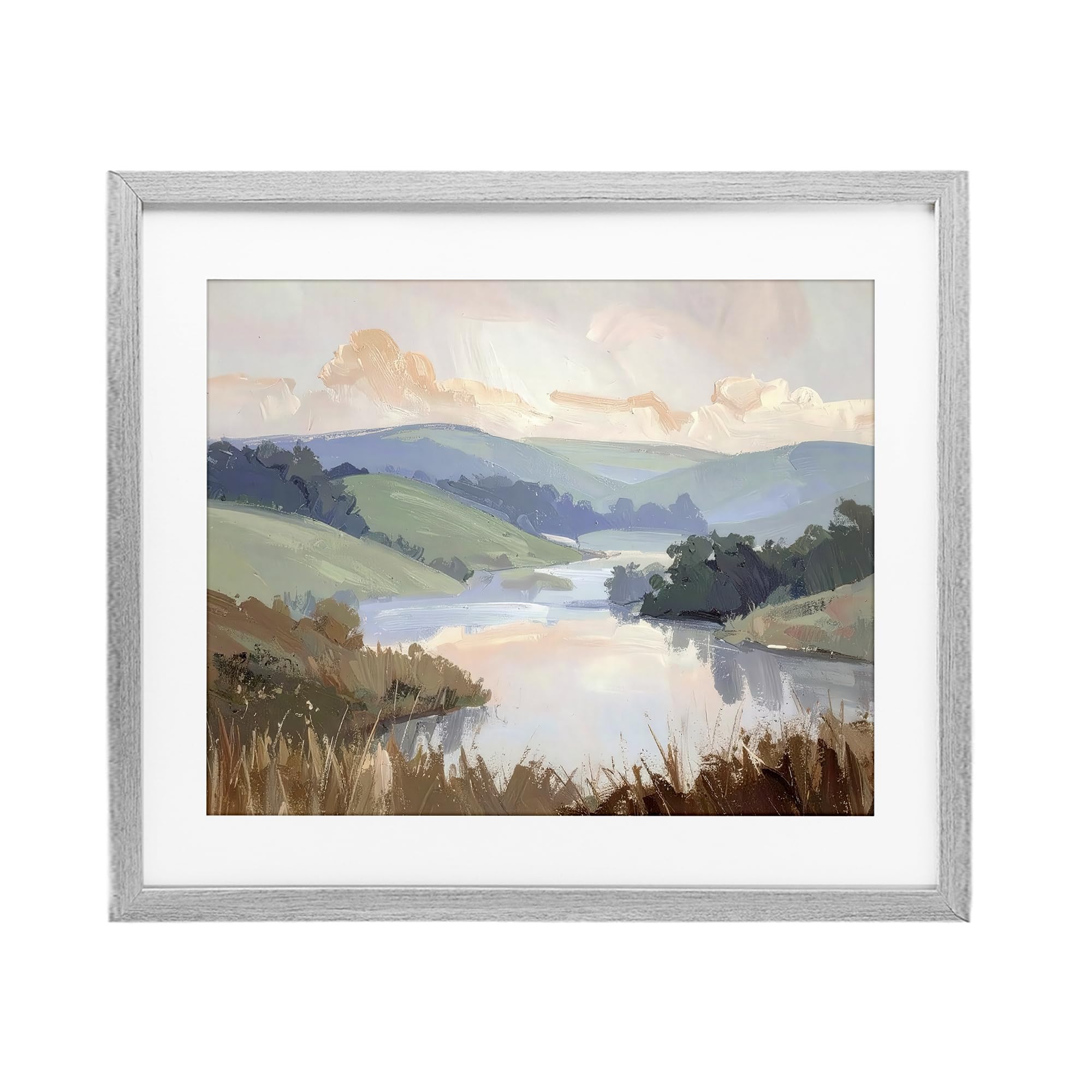 Stupell Industries Muted Distant Mountains Serenity 'Muted Distant Mountains', Framed Print Under Glass, Gray, 21 X 17 Inches, Easy To Hang And Sturdy, Made In Usa, By Alonza Saunders