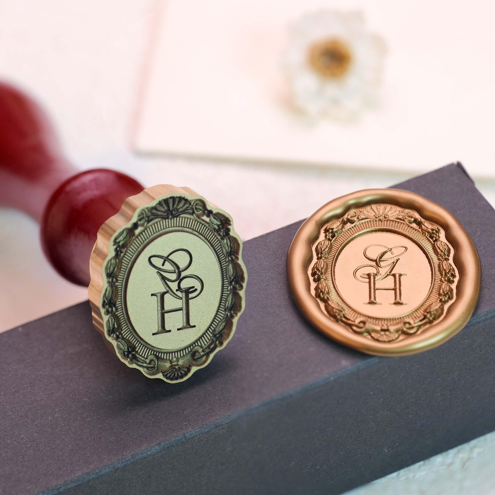 Personalisierter Siegelstempel, 3D Relief Logo Messing nach Vorlage | 3D Relief Messing Siegelstempel nach Vorlage mit Logo, Wappen oder Motiv für Hochzeit, Einladungen und Verpackung