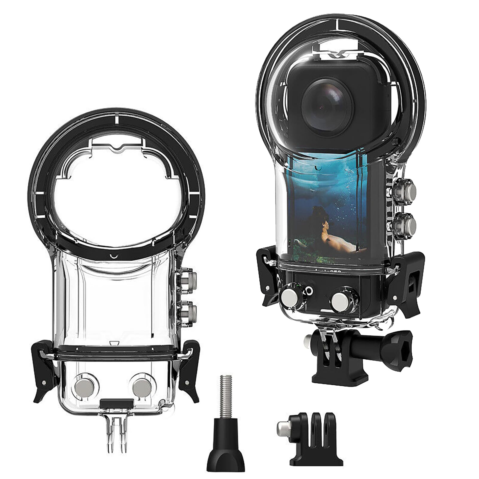 Replacement Waterproof Case Protective Housing for Insta360 X3, 30M Underwater Dive Case Shell with Mount Adapter Accessories for Insta360 X3 Panoramic Action Camera