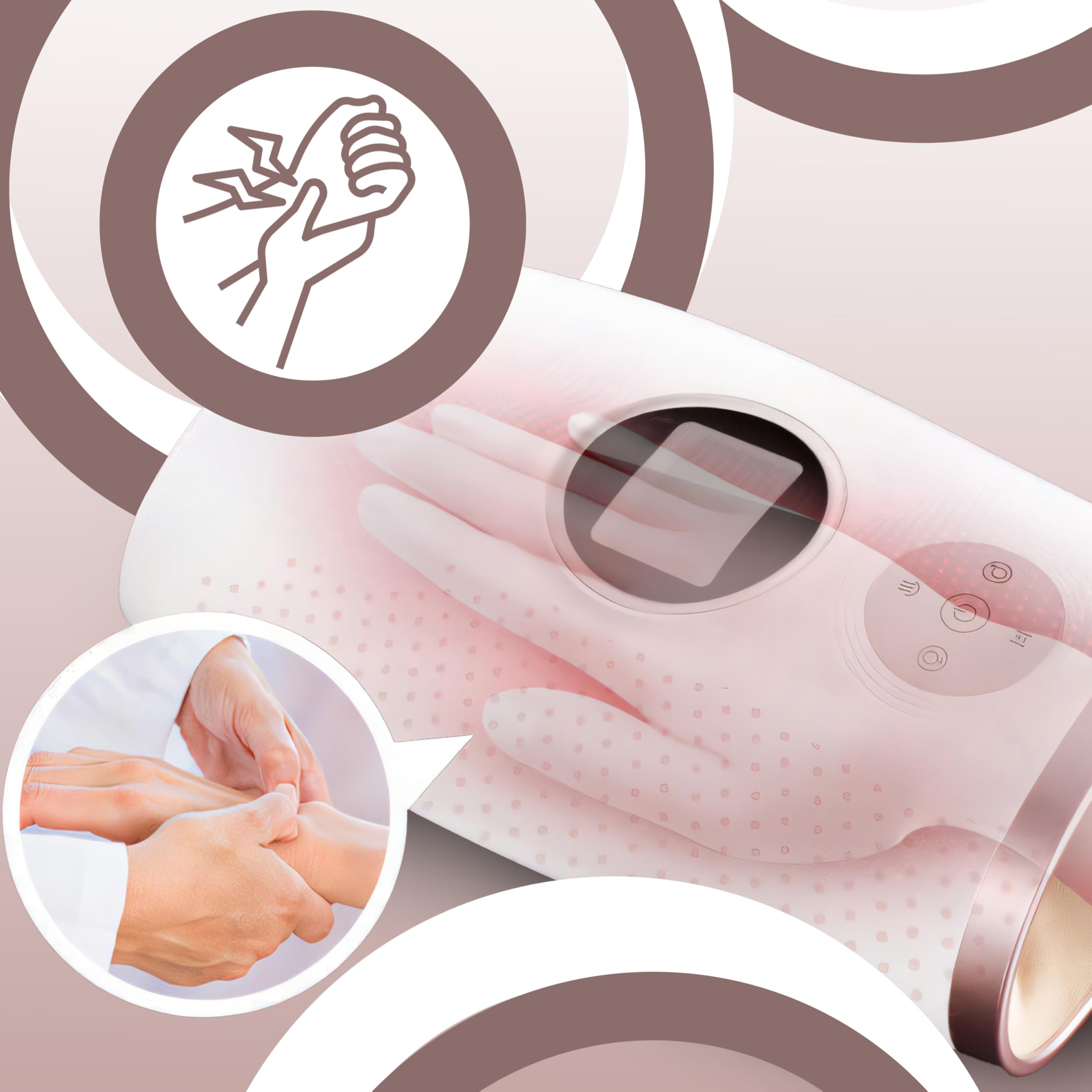 Retoo Elektrisches Handmassagegerät mit Wärme und Kompression – 3 Modi, LCD-Display, kabelloses Massagegerät für Finger, Handfläche & Handgelenk, Arthritis, Karpaltunnelsyndrom, USB Akku