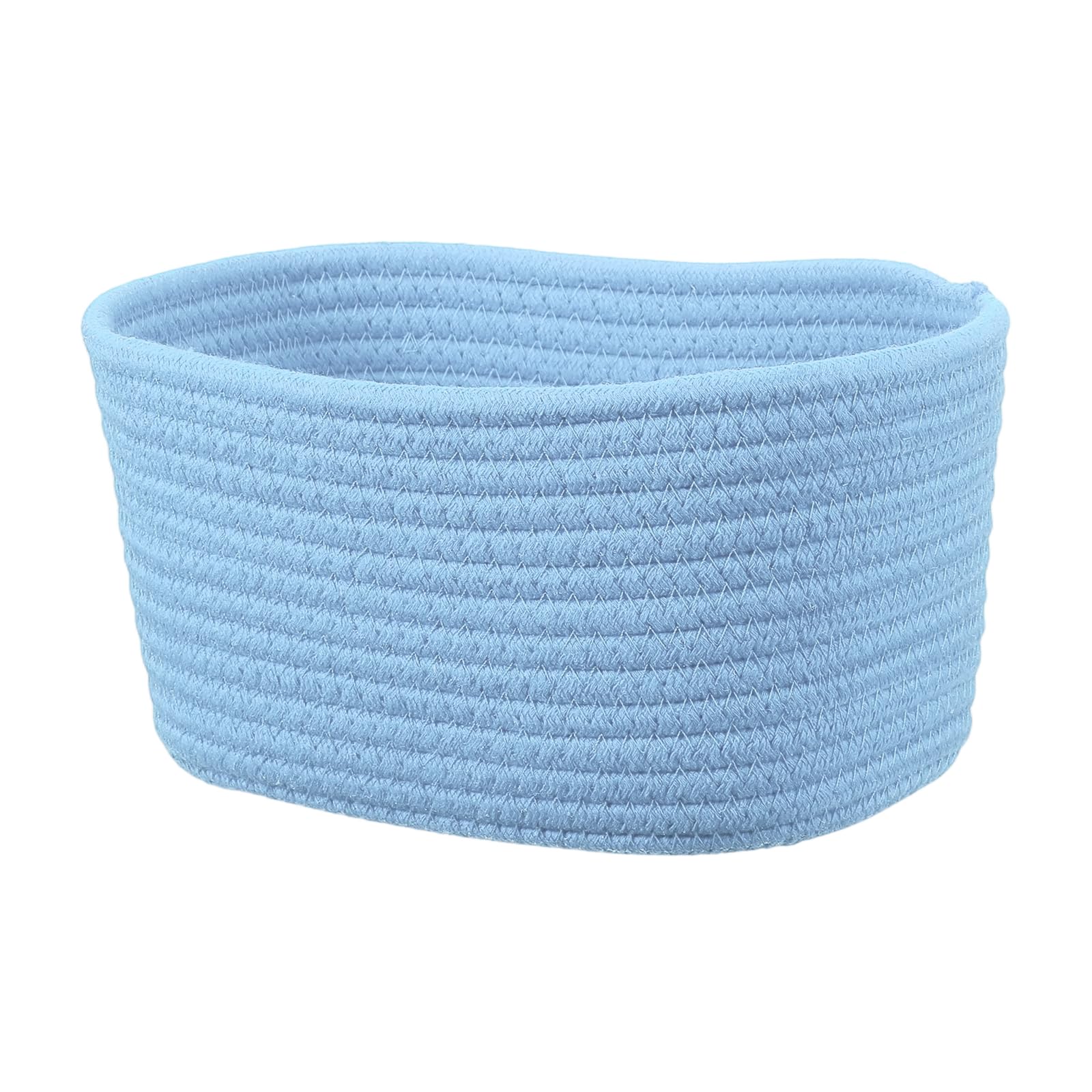 sourcing map Small Woven Basket, 21x15x12 cm Rectangular Rope Basket Decorative Gift Chest Box Cute Mini Woven Storage for Organizing Shelf Storage Bedroom Home Decor, Light Blue