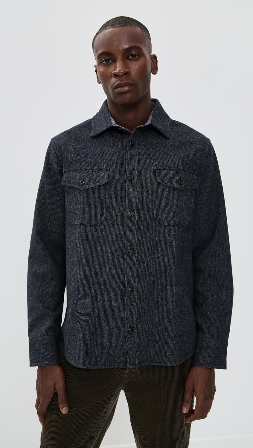 Taylor Stitch Men's The CPO Shirt, Heather Slate Twill, 17" Neck - Image 2
