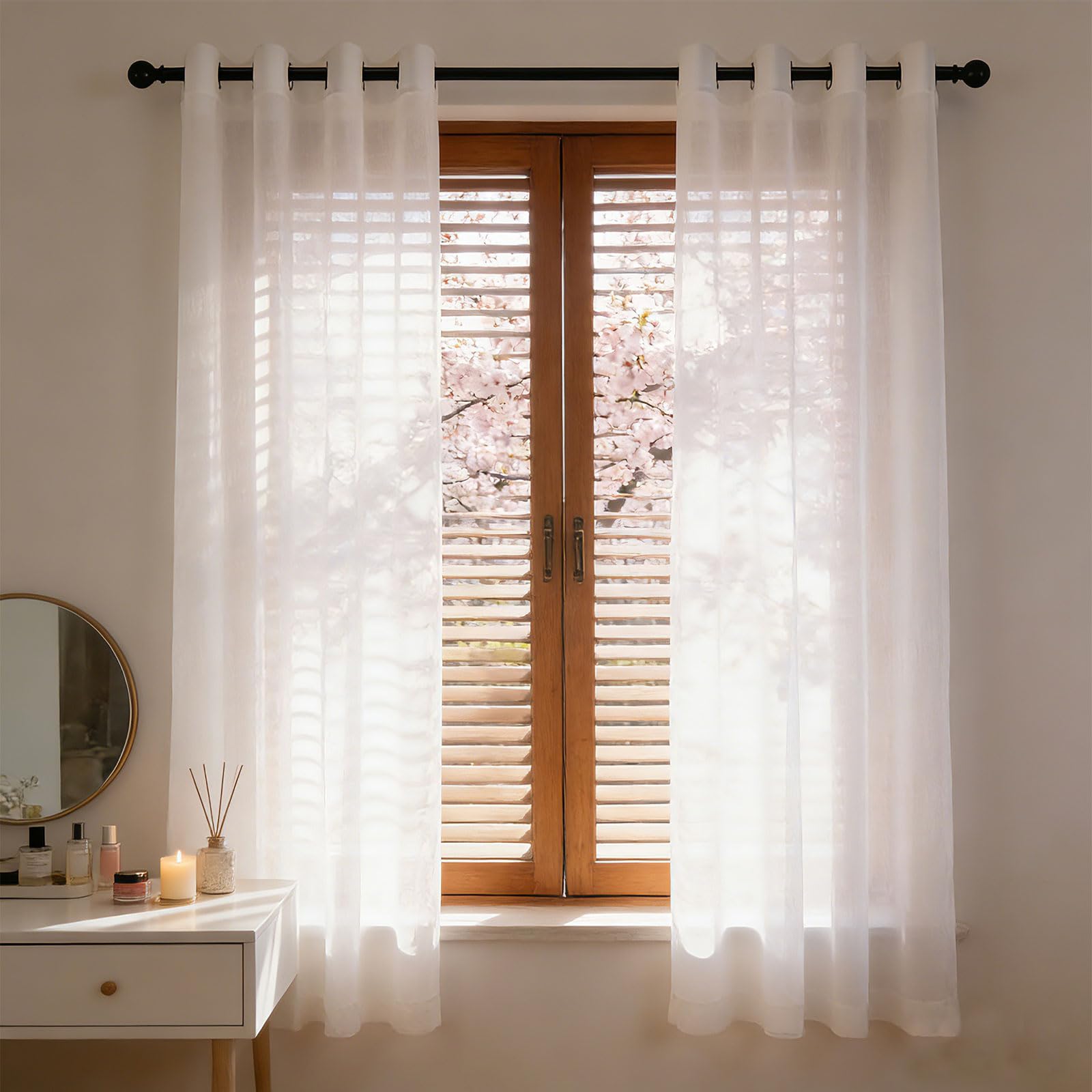 Decoration rideaux transparents salon GUOJUN voilages 70 x 270 cm blanc anti-UV