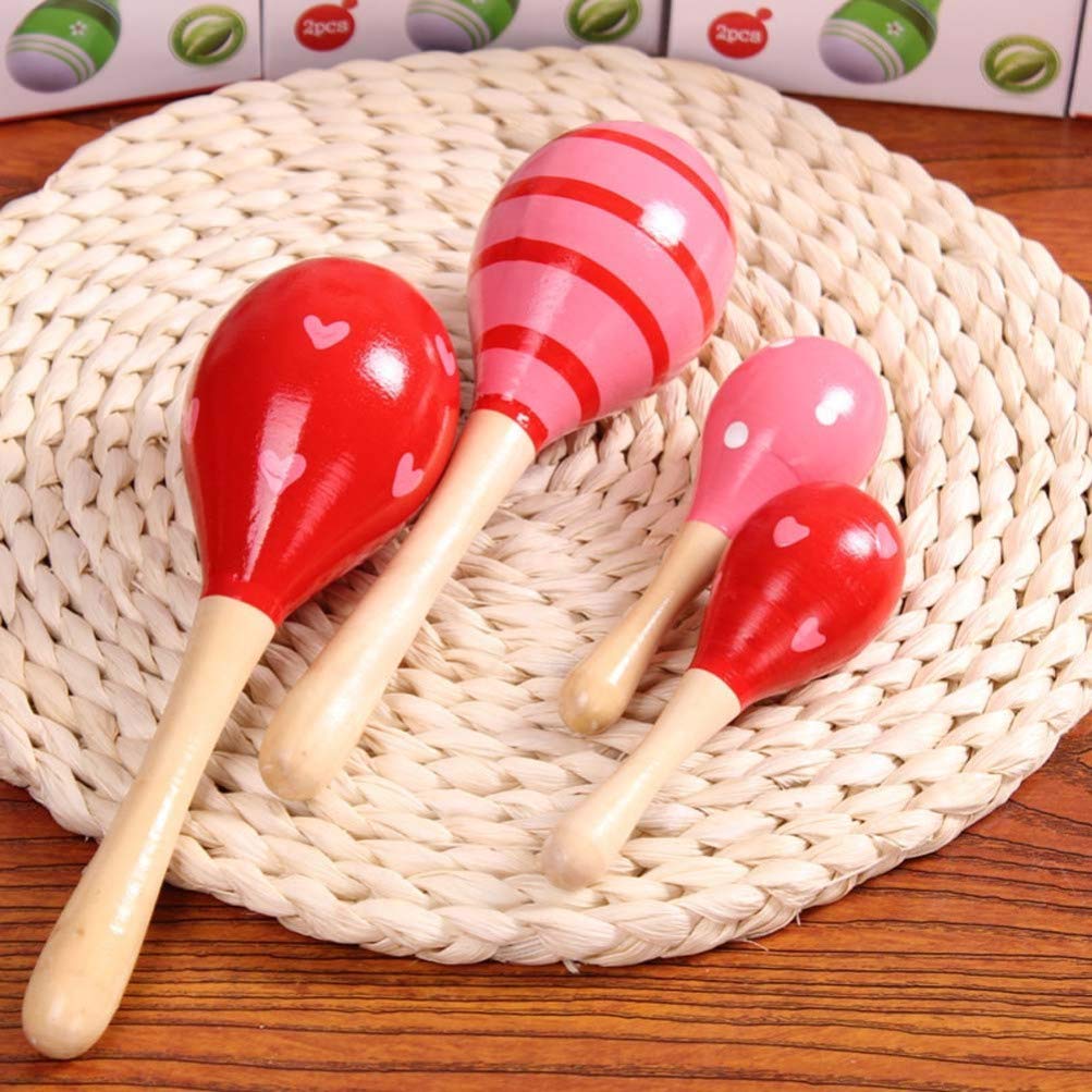 NUOBESTY Drewniane fiesta marakasy, śliczne, zwierzęce, dzwonki do rąk, piszczący piasek, młotek, zabawka na meksykańską fiestę, imprezę muzyczną (kolor losowy)