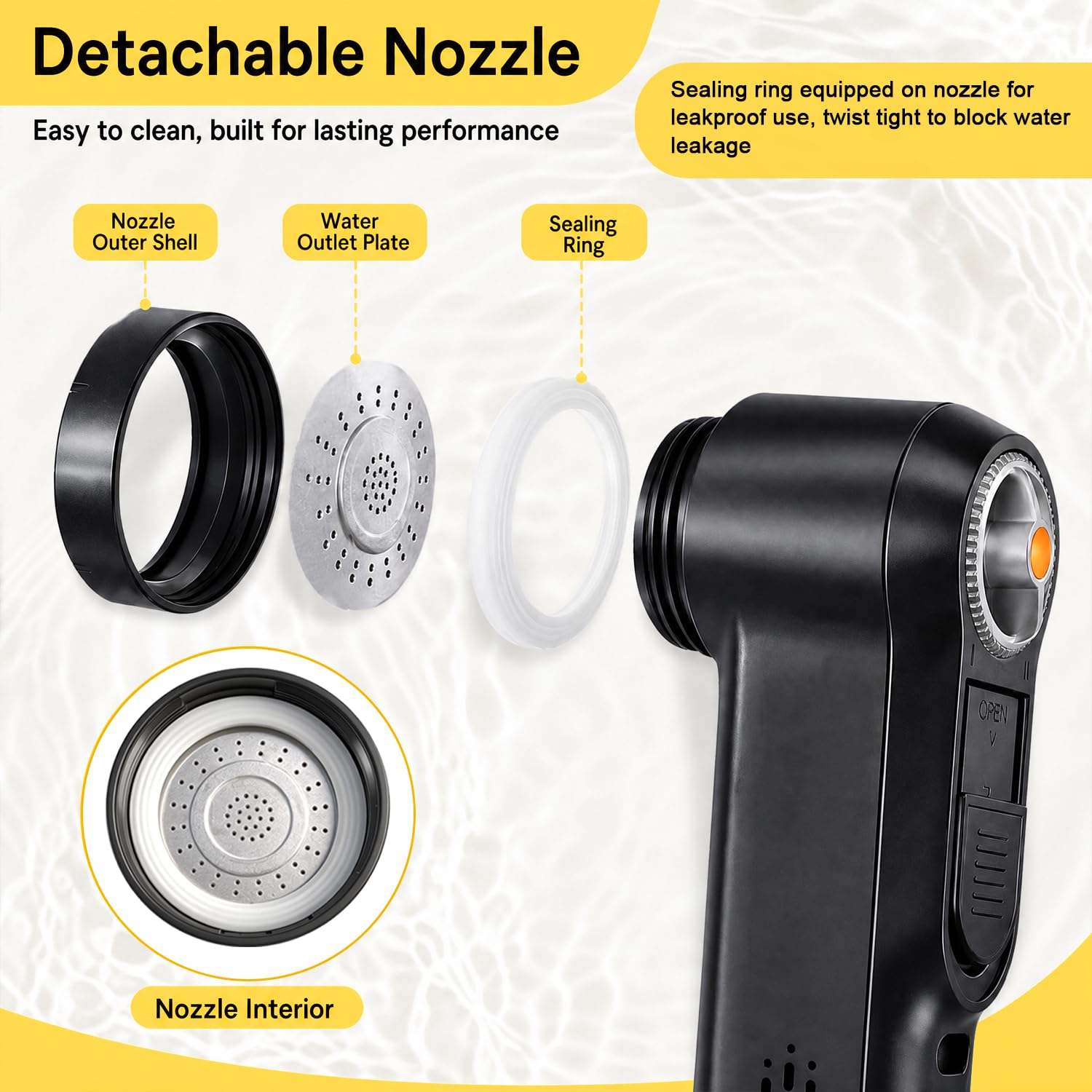 Bidet portatile da viaggio, bidet elettrico ad alta pressione per donne e uomini, batteria 1600 mAh, doppia modalità di spruzzo regolabile, display a LED, serbatoio da 2,5 l, bidet portatile