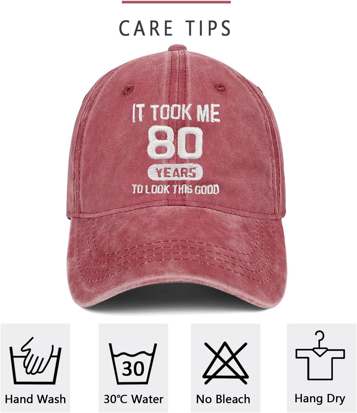 80th Birthday Gifts 80 Year Old Gifts Ideas for Men Women It Took Me 80 Years to Look This Good Hat Washed Cotton Hat