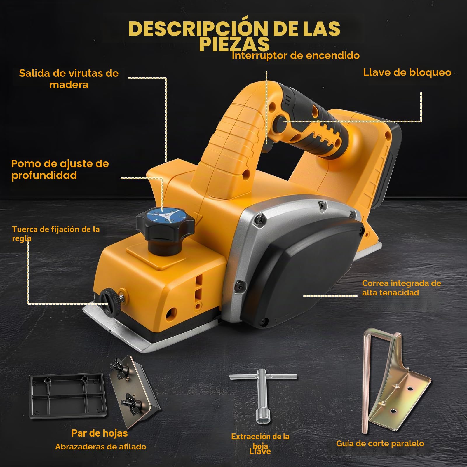 Cepilladora de mano inalámbrica para batería Dewalt de 20 V, 15000 rpm, cepilladora eléctrica de madera sin escobillas de 82 mm, ancho de corte 0-2 mm, profundidad de corte para carpintería, proyectos