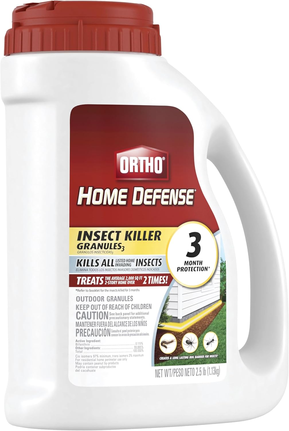 Ortho Home Defense Insect Killer Granules₃, Ready to Use Outdoor Granules, for Ants, Spiders and More, 2.5 lbs.