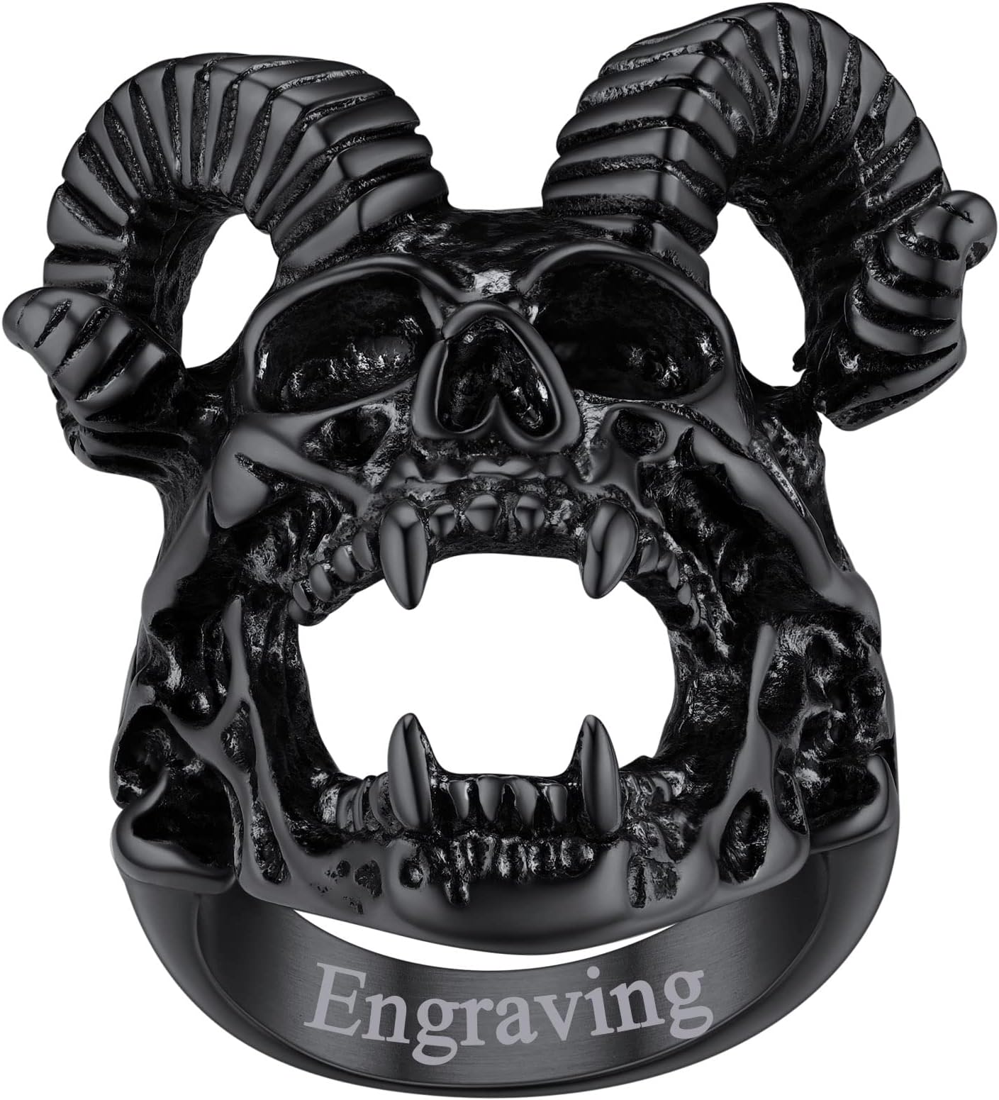 FaithHeart Satanic Jewelry Baphomet Goat Rings Sigil of Lucifer Satan Symbol Signet Ring for Men Woman Size 7/8/9/10/11/12/13/14 Personalized Custom