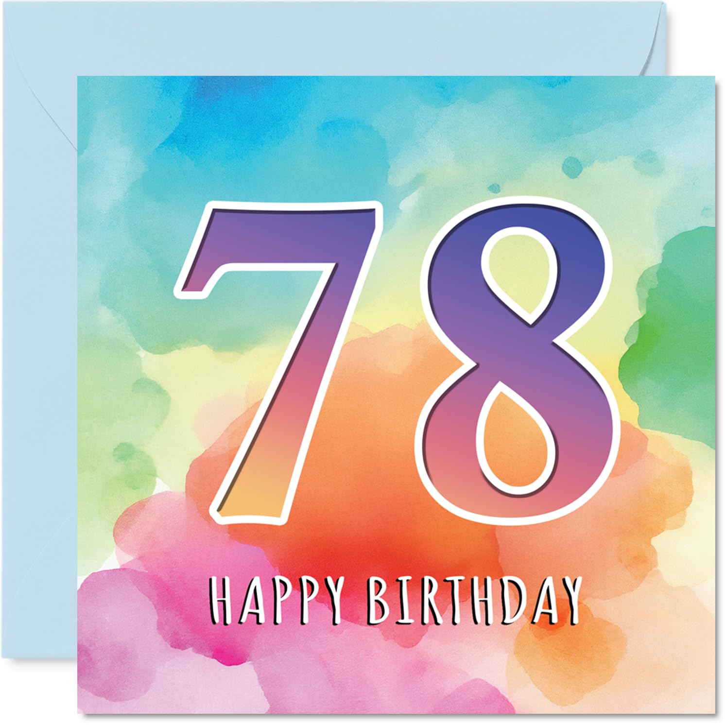 78th Birthday Cards for Women and Men, Colourful Watercolour Age