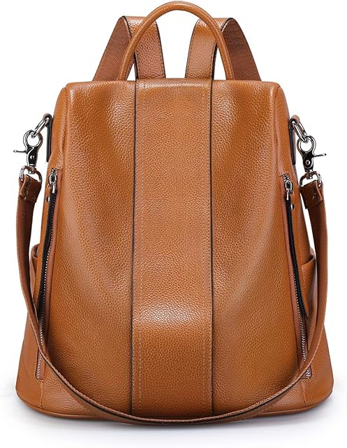S-ZONE Women Soft Leather Backpack Anti-theft Purse Ladies Waterproof Rucksack School Bag