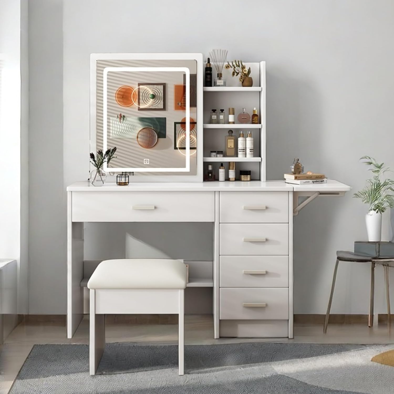 Wohh Vanity Desk with Mirror and Lights dimensions