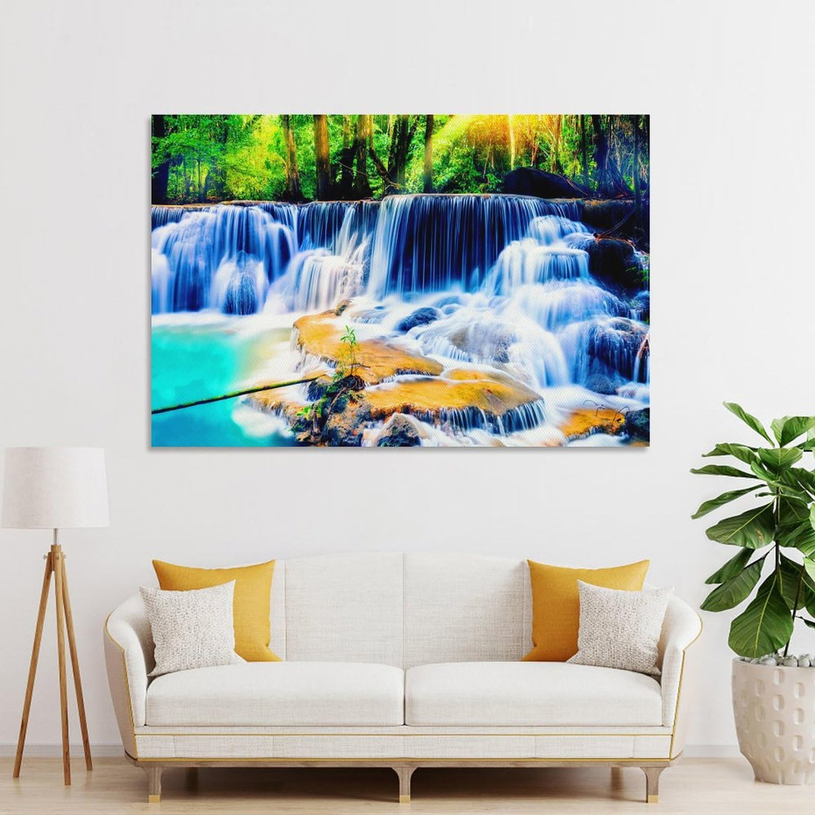 Amazon.co.jp: 滝の森と石の風景ポスター 壁用 16x24インチ(40x60cm