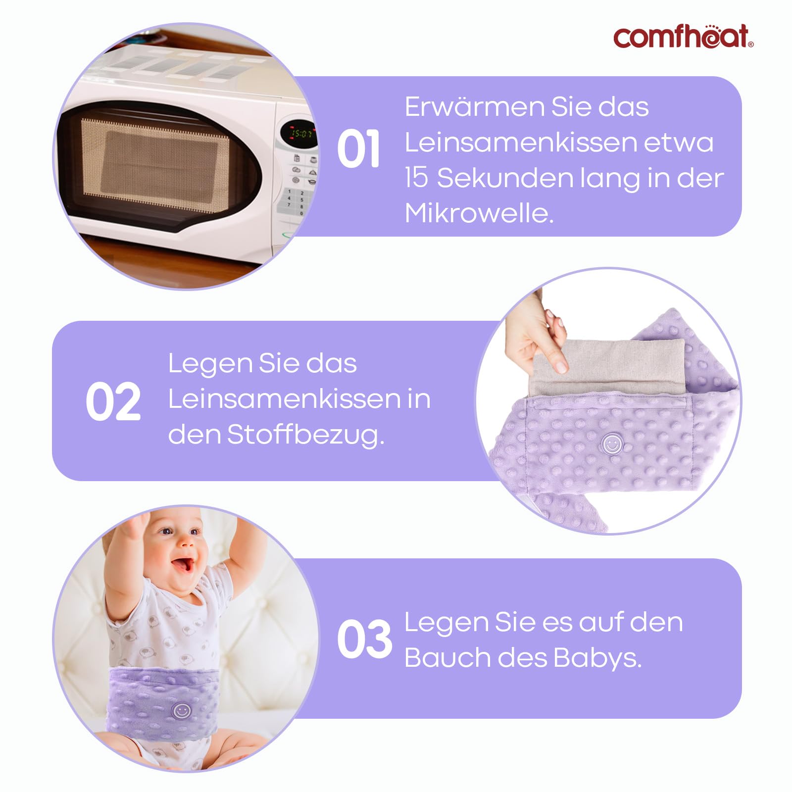 Alivio de cólicos y gases para recién nacidos y niños pequeños, envoltura de semillas de lino calentada, cinturón de swaddling para bebé, ayuda natural para upset Stomach en bebés y niños
