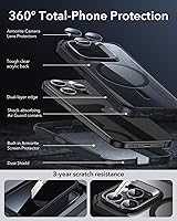 Vista 5 de ESR - Funda completa para iPhone 15 Pro, con soporte, MagSafe, a prueba de caídas de grado militar, protector de pantalla incorporado de vidrio