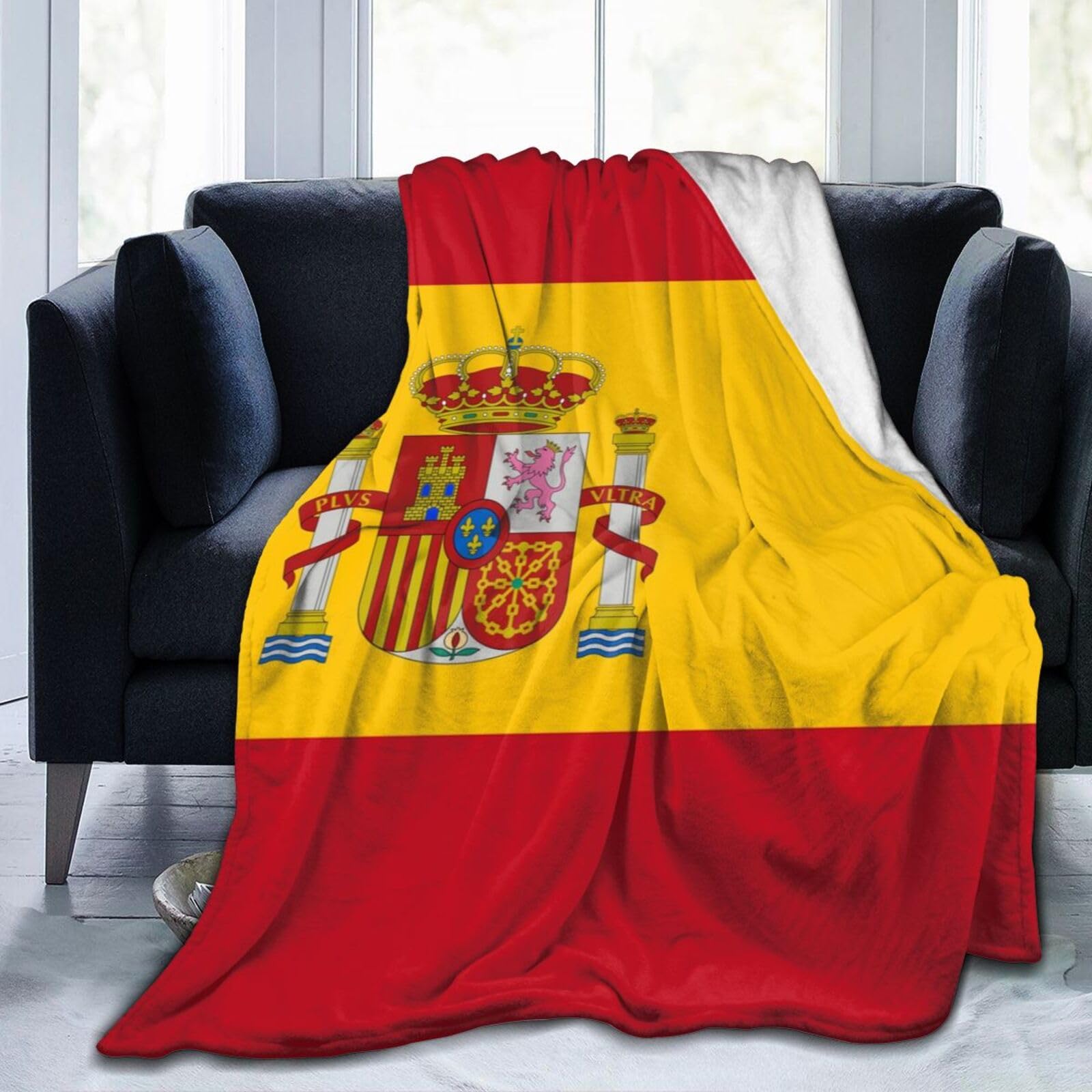 AOOEDM Spanish Flag Flannel Fleece Blanket Soft Fluffy Throw Blanket, Used for Sofa Bed Travel Camping Outdoor