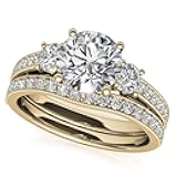 Luyona Bridal Set 1-1/3 CT Round-Cut Moissanite Engagement Ring for Women, Wedding Ring Sets 925 Sterling Silver