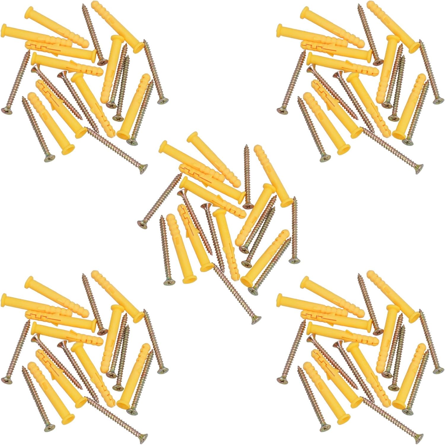 5 x 60mm Countersunk Screws And Wall Raw Plugs For Wood Concrete Brick 100pc