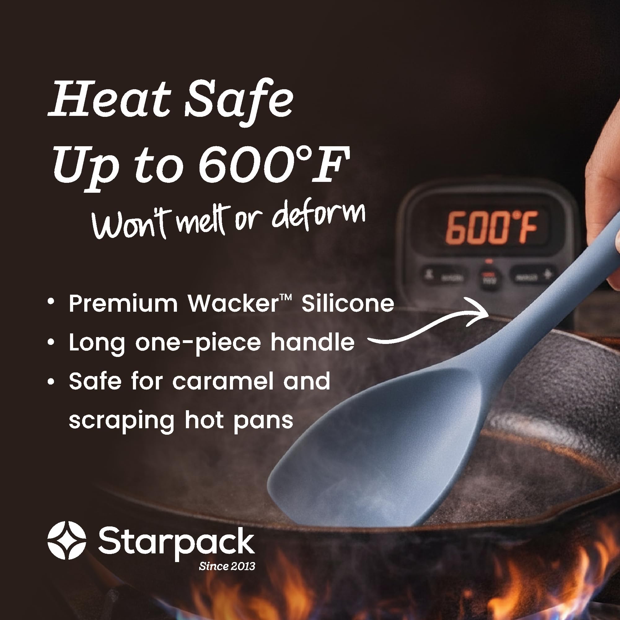 Starpack Like a Boss XL - Juego de utensilios de cocina de silicona (6 piezas, 13.5 pulgadas), certificado LFGB, resistente al calor hasta 315.6 °C, sin BPA, núcleo de acero resistente, apto para
