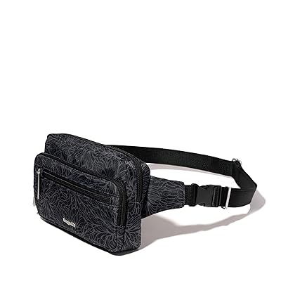 Baggallini Securtex Anti theft Belt Bag Handbags Midnight Blossom, Nylon