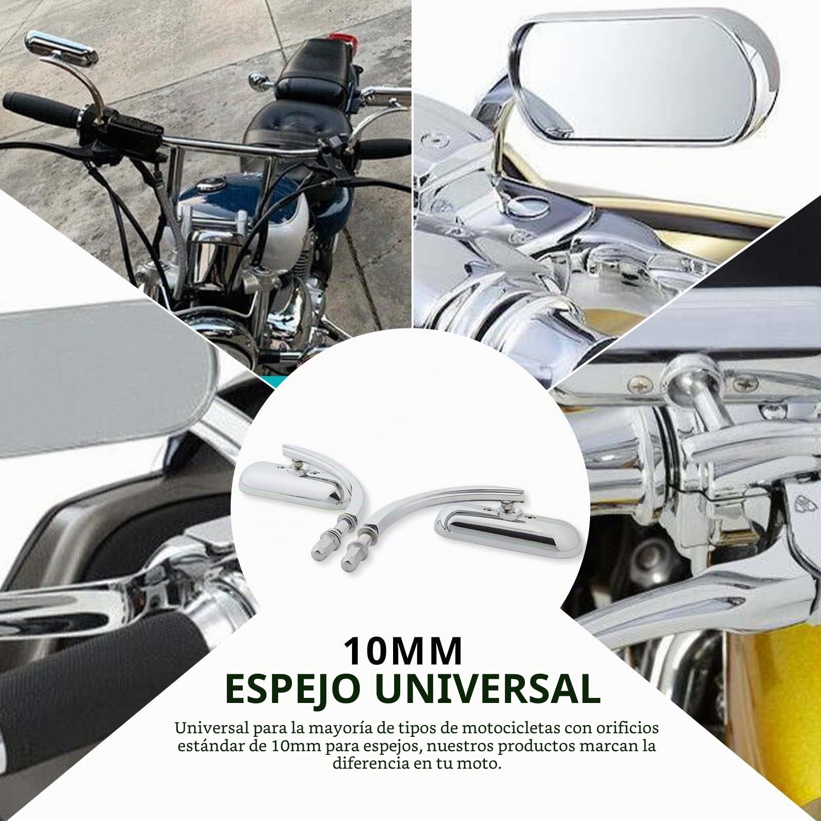Espejos Retrovisores de Motocicleta de Forma Ovalada Cromo, M8 M10 Retrovisores Moto Compatible con Harley Road King Softail Glide Dyna Chopper Bobber Touring Cruiser Street Bike Yamaha